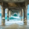 Traumhafter Pier-Sonnenuntergang Kalifornien USA