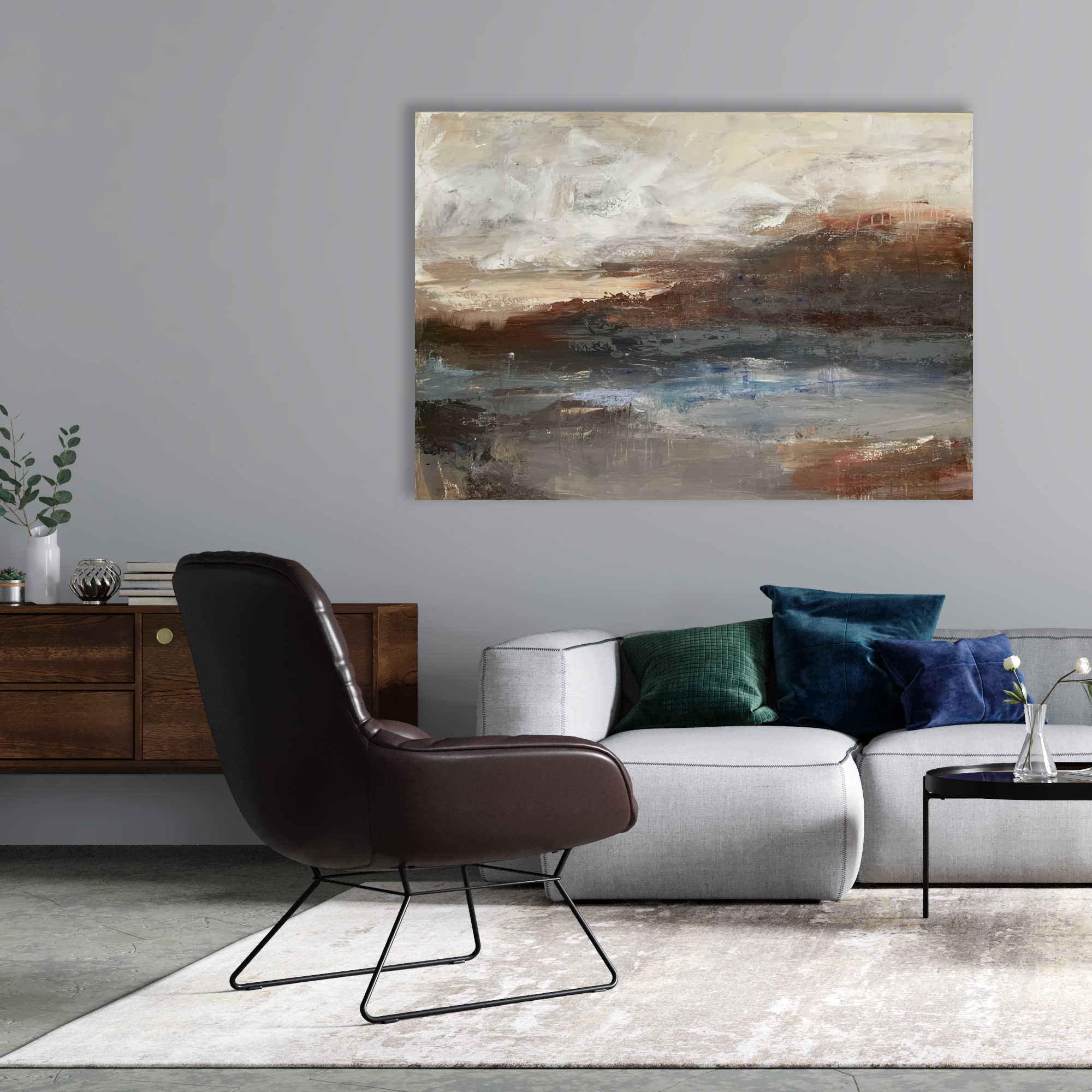 Authentic abstract warm boven de bank kunstgalerie Bijzonder